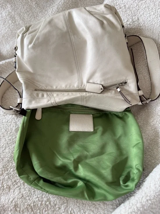 Y2K Vintage Coach Studded Embossed Leather Duffle Hobo Shoulder Bag Ivory F16178 - Picture 9 of 13